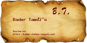 Bader Tamás névjegykártya